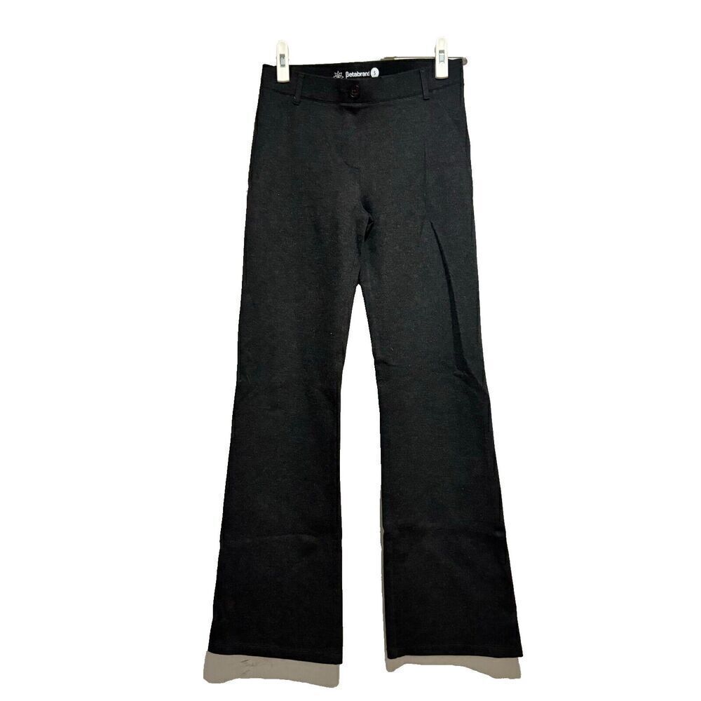 Betabrand Womens Classic Flared Leg Chino Pants Small Gray Mid‎ Rise Stretch
